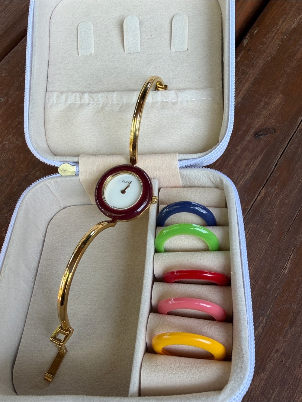 Gucci Interchangeable Bangle Watch with Colorful Bezels